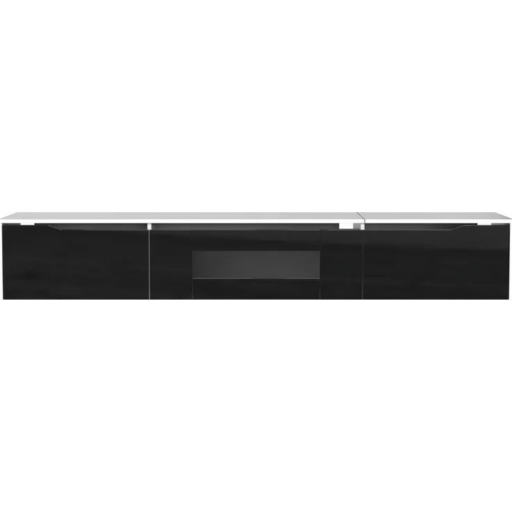 TV-Schrank, schwarze Hochglanzfront (nur Front), mit 16-Farben-LED & geriffelten Türen, 180x35x30 cm – Bild 5