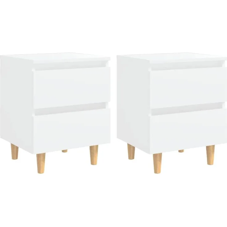 2er-Set Nachttisch mit Schubladen, Holz weiß, 50 x 40 x 35 cm