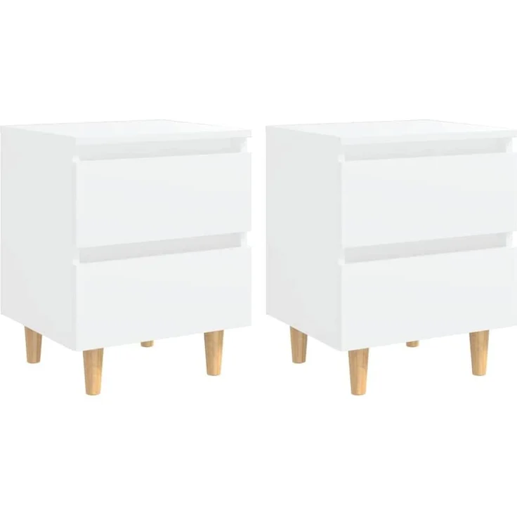 2er-Set Nachttisch mit Schubladen, Holz weiß, 50 x 40 x 35 cm – Bild 1
