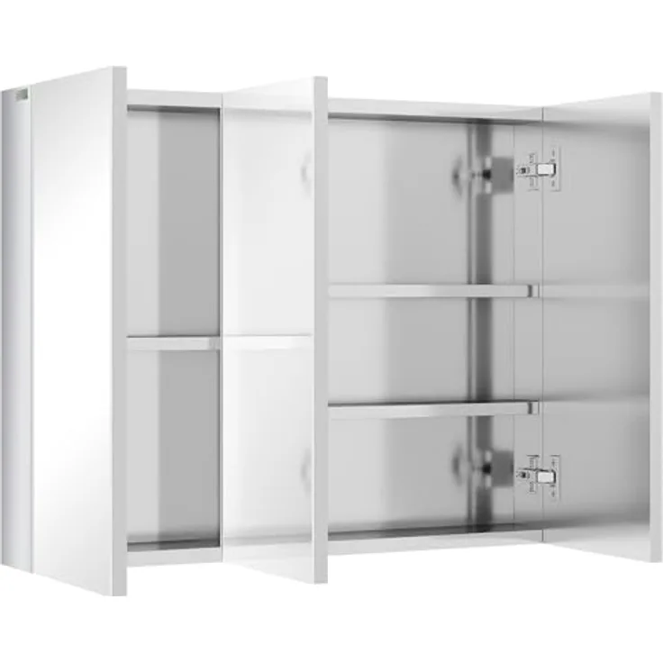 kleankin Spiegelschrank mit 5 Ablagen, 3 Glastüren, Edelstahl, 70 x 12 x 55 cm, Silber