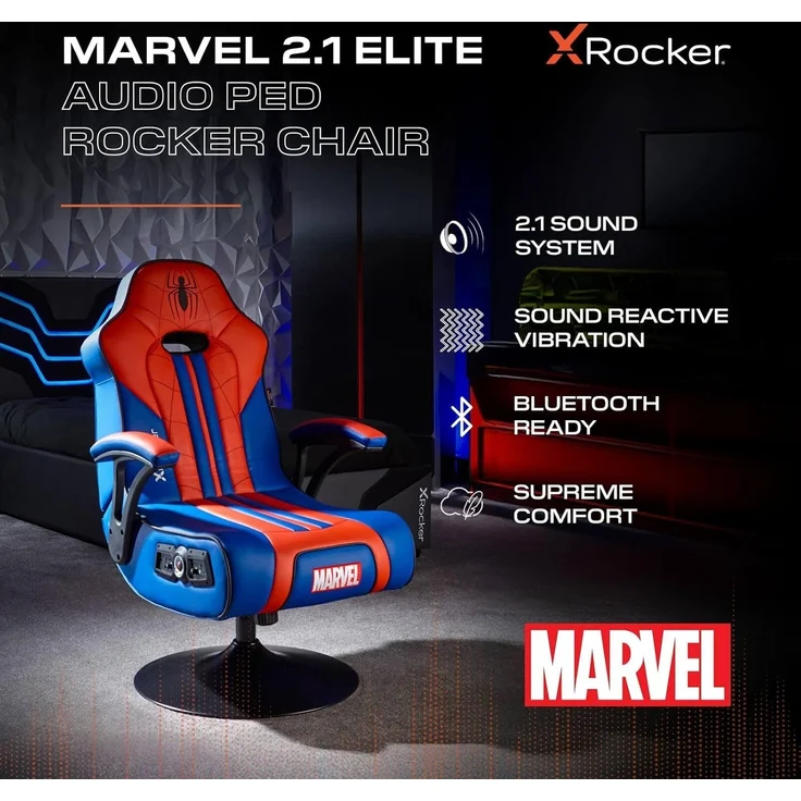 X Rocker Marvel™ Elite 2.1 Gaming-Sessel im Spider-Man Design - blau/rot für Jugendliche mit – Bild 2