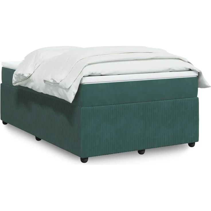 vidaXL Boxspringbett mit Matratze Dunkelgrün 120x200 cm Samt 3285635 – Bild 1
