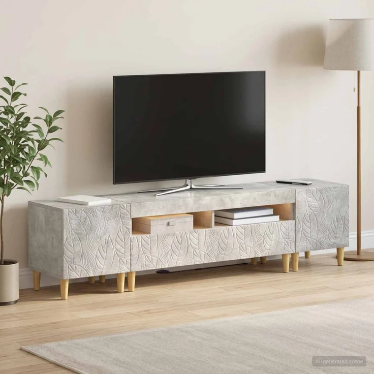 vidaXL 3-teiliges LED TV Regal DELFT Betongrau Holzwerkstoff 3416760 – Bild 3