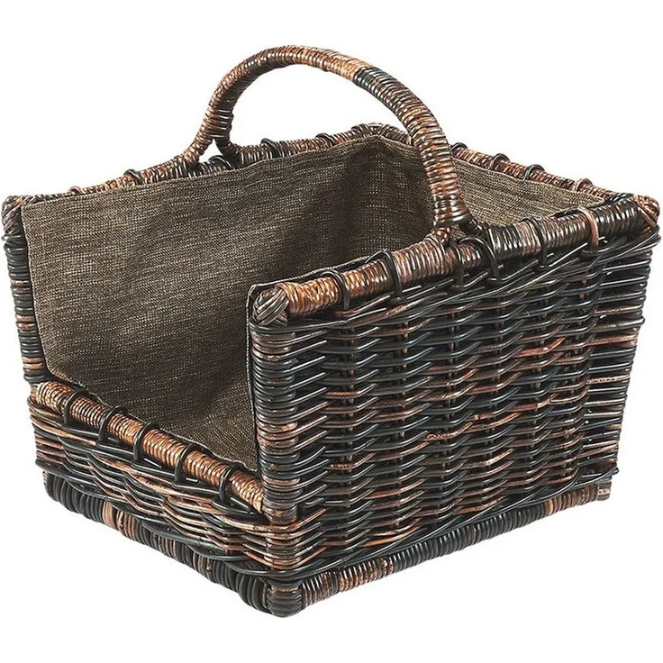 Kobolo Kaminholzkorb Holztrage krabu Rattan - abnehmbarer Jutestoff – Bild 1