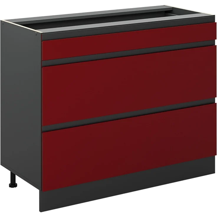 Küchenunterschrank R-Line Rot/Anthrazit 100 cm ohne Arbeitsplatte Vicco – Bild 1