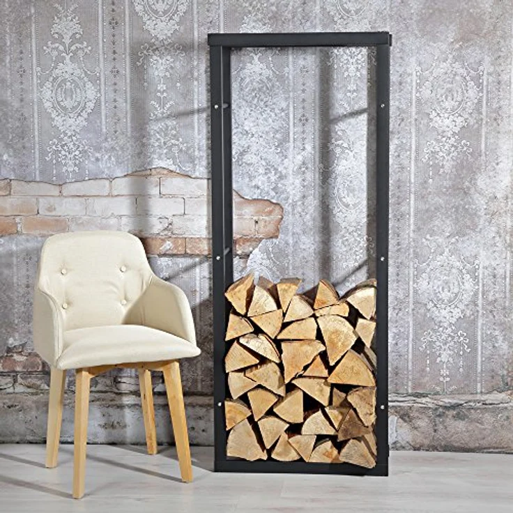 Melko Kaminholzregal Holzregal Kaminholzablage Kaminholzständer Anti-Kipp-Beschlag, BxTxH:60 x 25 x 100 cm, (Stück), Pulverbeschichtet – Bild 3
