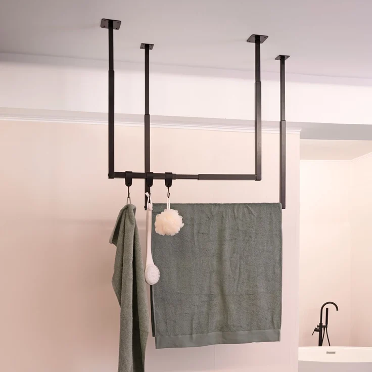 HOME DELUXE Garderobenleiste aus Metall inkl. Kleiderbügel und S-Haken SWAY Schwarz – Bild 7