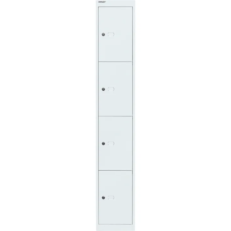 Bisley Schließfachschrank Office, 1 Abteil, 4 Fächer, T 457 mm, Farbe verkehrsweiß