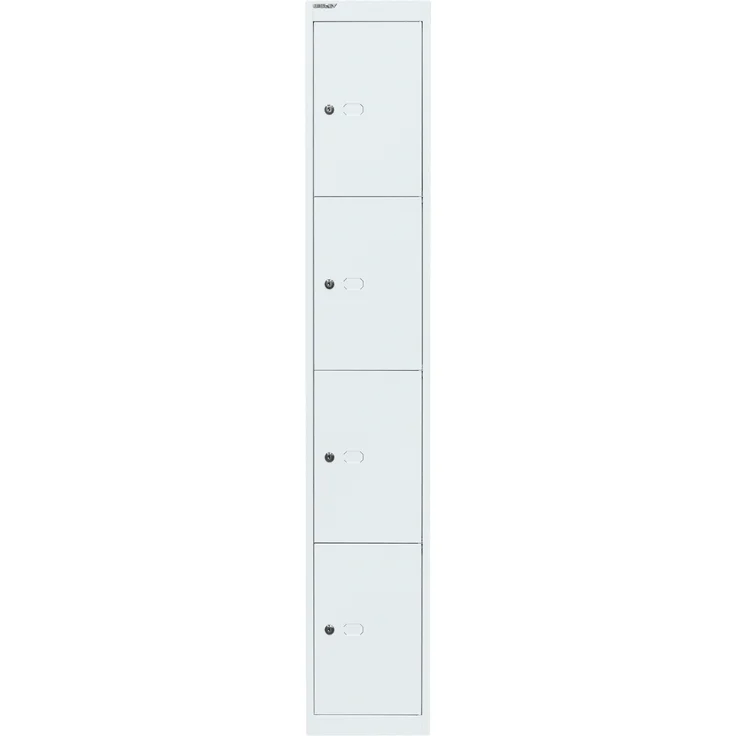 Bisley Schließfachschrank Office, 1 Abteil, 4 Fächer, T 457 mm, Farbe verkehrsweiß – Bild 1