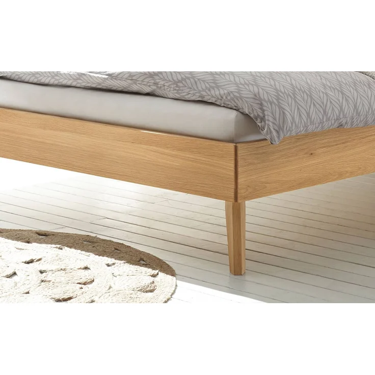 Hasena Massivholzbett Pesaro Eiche bright mit Polsterkopfteil 120x200 cm, Komforthöhe 25 cm – Bild 4