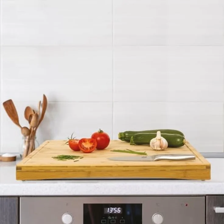 5five Simply Smart Schneidebrett Schneidebrett aus Bambus mit Anschlagkante, 52 x 58 cm, Bambus, (Küchenbrett) – Bild 7