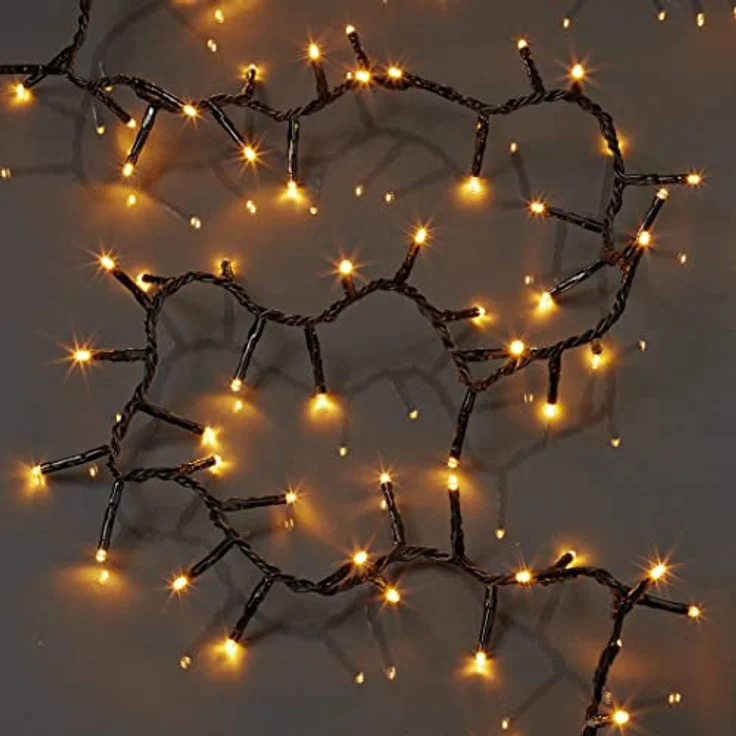 hellum LED Lichterkette außen Cluster, 15,98m 800 LED Cluster Lichterkette warmweiß mit Timer, Strombetrieben indoor & outdoor, Weihnachtsbaumbeleuchtung mit Kabel – Bild 6
