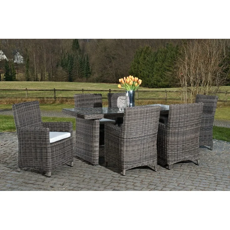 CLP Polyrattan Sitzgruppe Fontana,grau-meliert cremeweiß – Bild 4