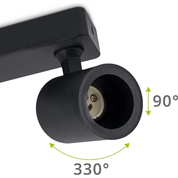 linovum LED Aufbaustrahler TENJO Deckenstrahler 3 flammig schwarz Spots drehbar & schwenkbar, Leuchtmittel nicht inklusive – Bild 3