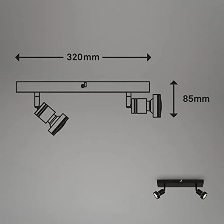 Briloner Leuchten Deckenspot LED, schwenkbare Deckenlampe mit warmweißem Licht (3000K), Schwarz, 320x70x85 mm – Bild 5