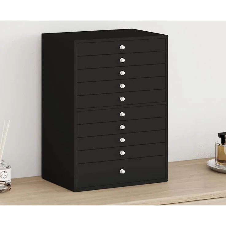 vidaXL Schmuckkästchen 10-lagig mit Uhrenhaltern Schwarz 29x20,5x40,5 cm 4103567 – Bild 2