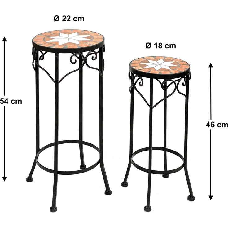 Blumenhocker Merano Mosaik 2er Set 12011 Blumenständer 46 und 54cm Hocker Rund – Bild 2
