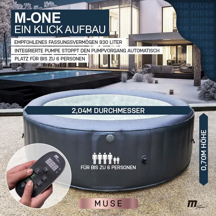 Aufblasbarer Whirlpool rund MSPA CARLTON Outdoor Garten Massage-Düsen Pool – Bild 5