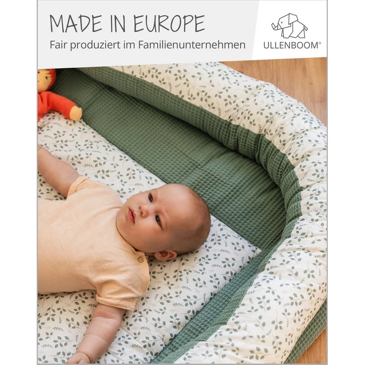 ULLENBOOM ® Nestchenschlange Bettschlange Baby 300cm, Ideal als Bettumrandung, Blau Wale, Bezug aus 100% Baumwolle (Made in EU), Weiche Polsterung – Bild 2
