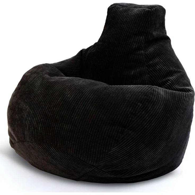 Green Bean® Sitzsack mit Rückenlehne 80x80x90cm - Gaming Chair mit 230L Füllung Cordstoff - Bean Bag Bodenkissen Lounge Sitzhocker Relax-Sessel Gamer Gamingstuhl Schwarz – Bild 1