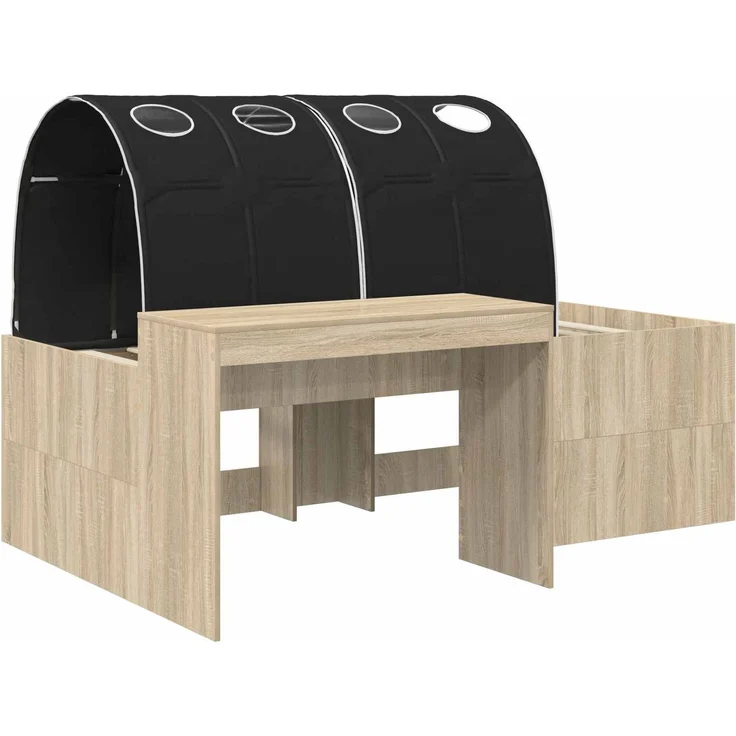 vidaXL Bett mit Tunnel 3 Stk. Artisian Eiche und Schwarz Holzwerkstoff 3423664 – Bild 3