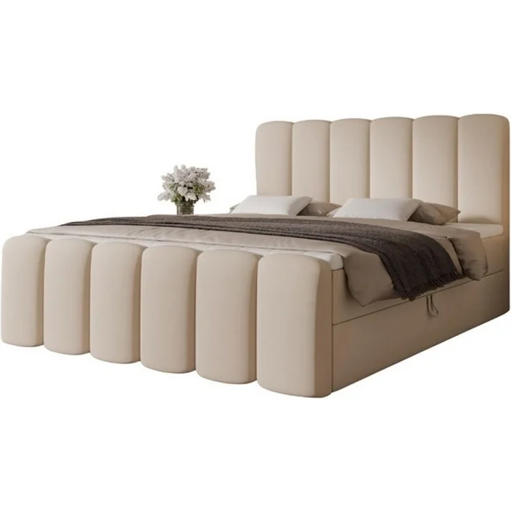 Compleo Boxbett Wolkenbett, Bequem H3 CAOBA, Doppelbett gepolstertes Kopfteil mit Bettkasten – Bild 4