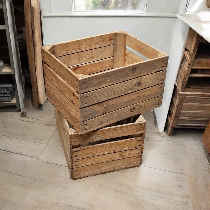 Holzkisten Obstkisten Vintage Natur 50 x 40 x 30cm im 2er Set – Bild 7