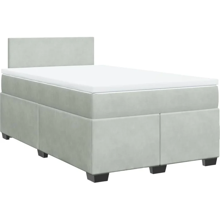 vidaXL Boxspringbett mit Matratze Hellgrau 120x200 cm Samt 3288576 – Bild 3