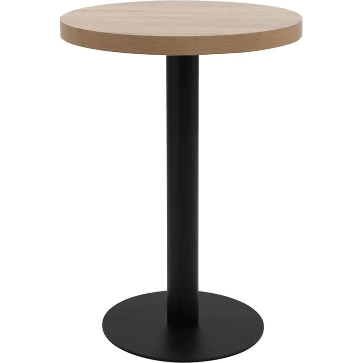 Bistrotisch FLORI rund Hellbraun/Schwarz 60 cm MDF | Esstisch kleiner Tisch Cafe Gartentisch Balkontisch Outdoortisch – Bild 1