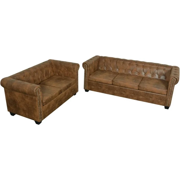 vidaXL Chesterfield-Sofas 2-Sitzer und 3-Sitzer Braun 274322 – Bild 1