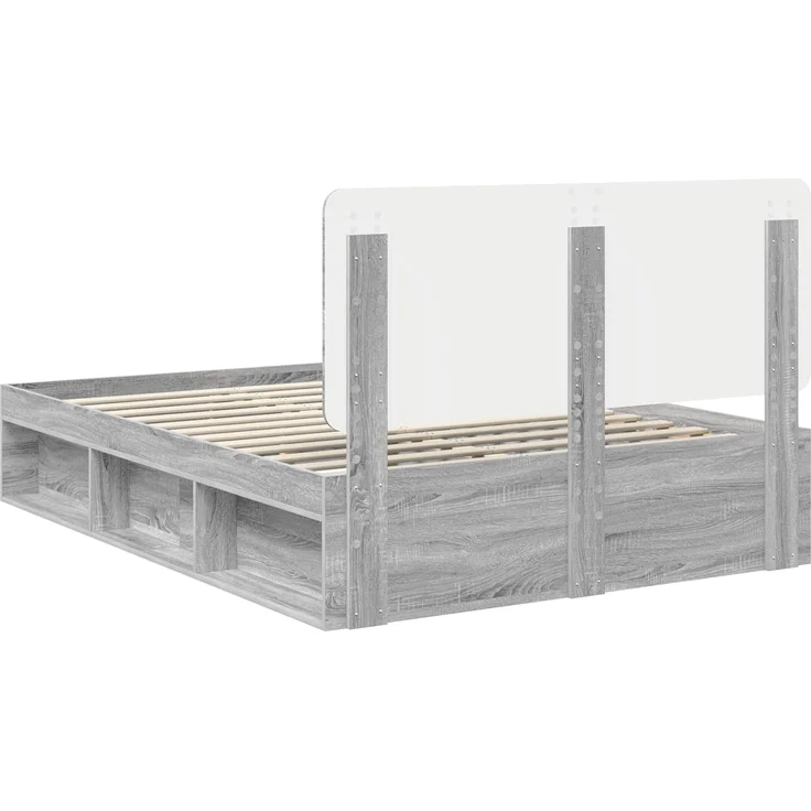 vidaXL Bettrahmen Graues Sonoma 140 x 200 cm Massives Kiefernholz 3412484 – Bild 8