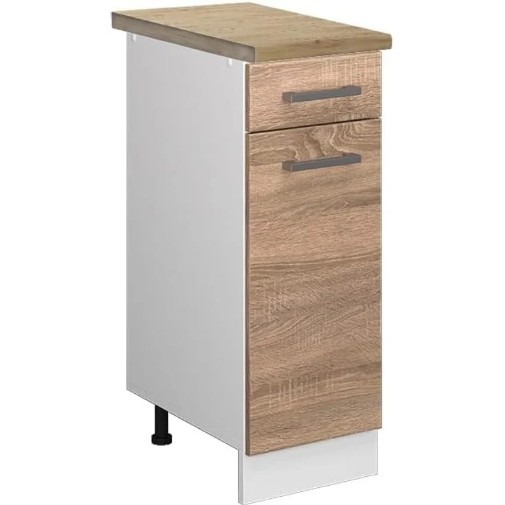 Vicco Küchenunterschrank R-Line, Sonoma/Weiß, 30 cm, AP Eiche
