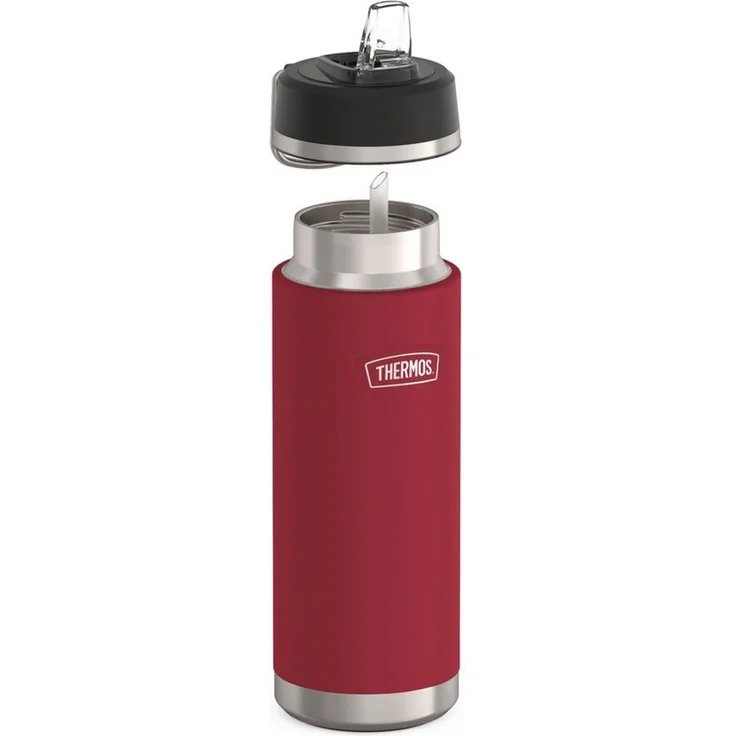 THERMOS Isolierflasche ICON WATER BOTTLE, Edelstahlkörper, spülmaschinenfest, 0,71l, 12h kalt, schappsicher mit einklappbarem Flip-Strohalm