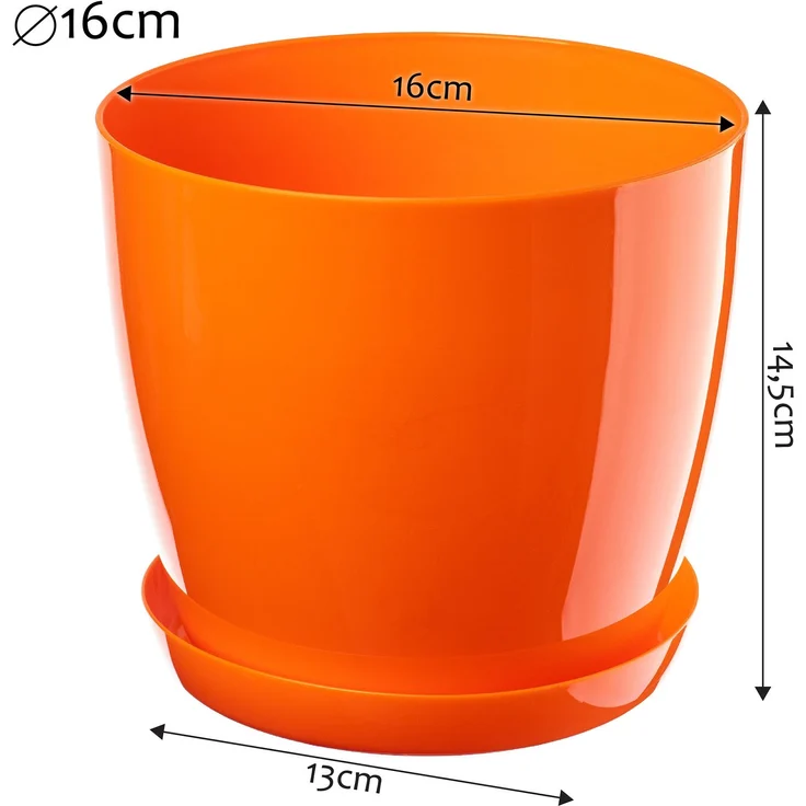 KADAX Blumentopf mit Ständer, Kunststoffabdeckung, Blumentopf, 16 cm, Orange – Bild 2