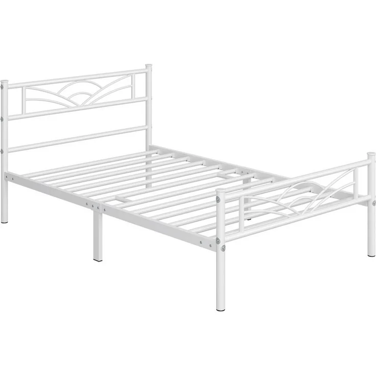Yaheetech Metallbett mit Kopf- und Fußteil & Lattenrost, Weiß, 90x190 cm – Bild 5