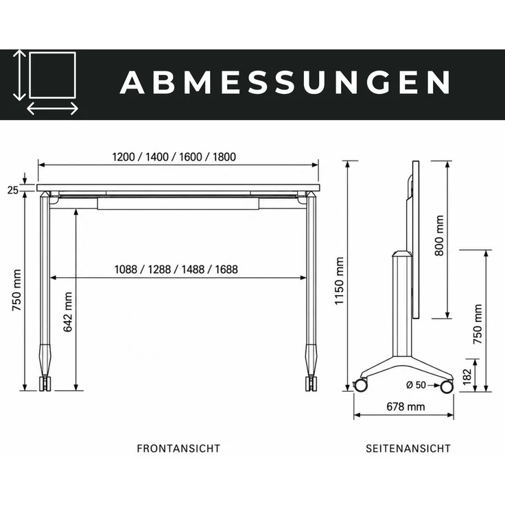bümö Seminartisch klappbar fahrbar 140x80 cm Ahorn, Gestell silber - Klapptisch staffelbar, mit vier Doppelrollen Büro Schulungstisch, KFZ14-3-S – Bild 9