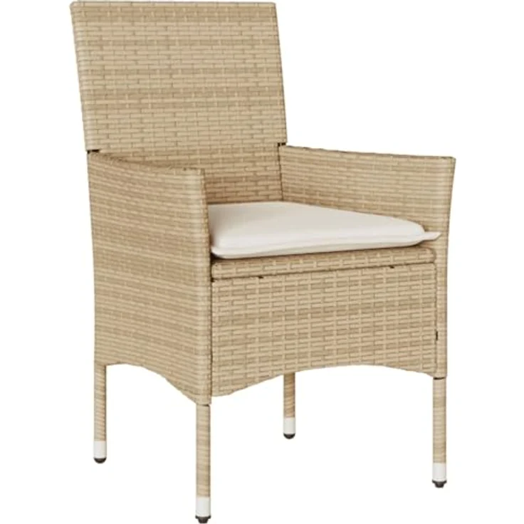 vidaXL Gartenstühle mit Kissen 2 Stk. Beige Poly Rattan 368113 – Bild 7