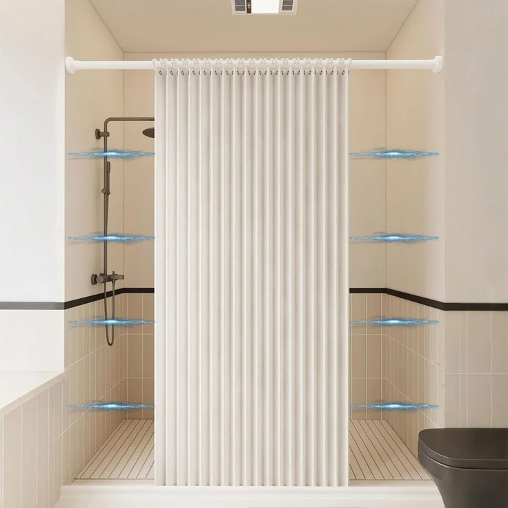 Agger Duschvorhang Wasserdichter Magnet-Falt-Duschvorhang, Verdickter Leinenoptik-Vorhang Breite 180 cm (1-tlg), Ideal für Badezimmer, Türrahmen, Schlafzimmer und als Raumteiler – Bild 3