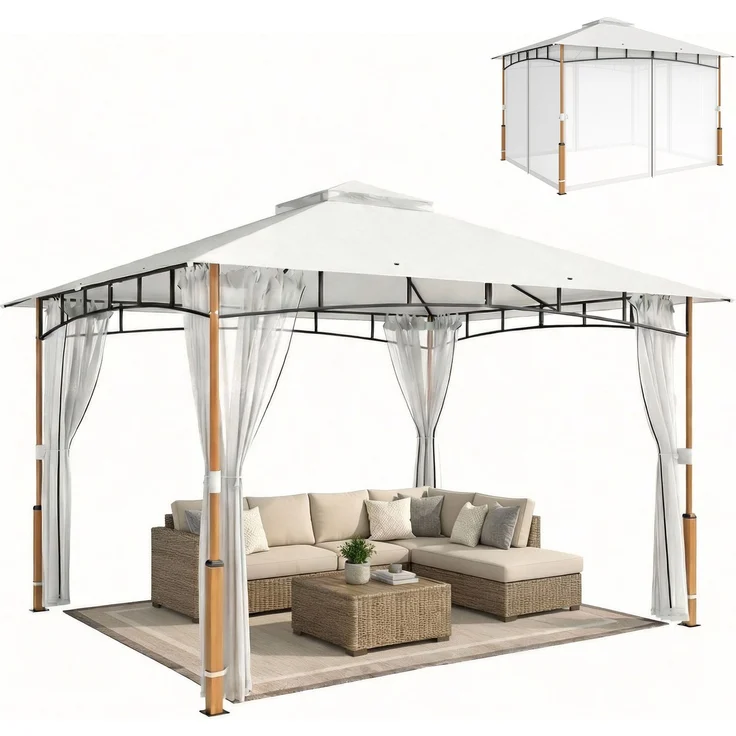 Pavillon 3 x 3, 360.0×300.0×275.0cm, Creme, MELAYR – Bild 1