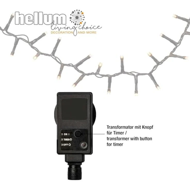 hellum Lichterkette außen mit 370 warmweißen LED, beleuchtet 7,38 m mit schwarzem Kabel, LED Lichterkette außen mit Stecker und Timer, outdoor im Cluster (Snake) - Design – Bild 7