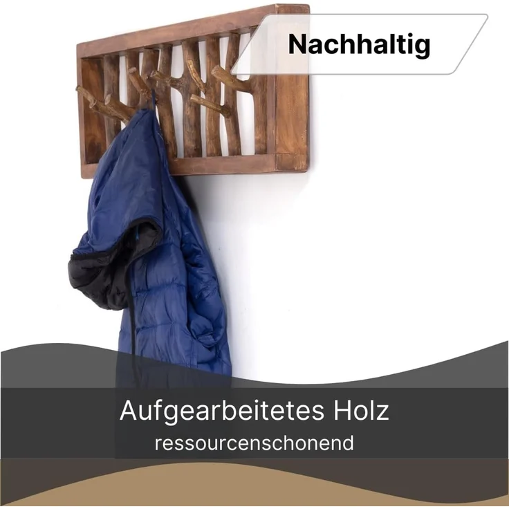 DESIGN DELIGHTS Wandgarderobe WANDGARDEROBE AST-HAKEN, 82x22cm, Altholz, Shabby Chic Kleiderhaken – Bild 3