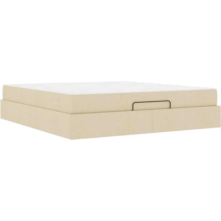 vidaXL Bettgestell mit Matratze mit Matratze 2 pcs Creme Stoff 3399513 – Bild 1