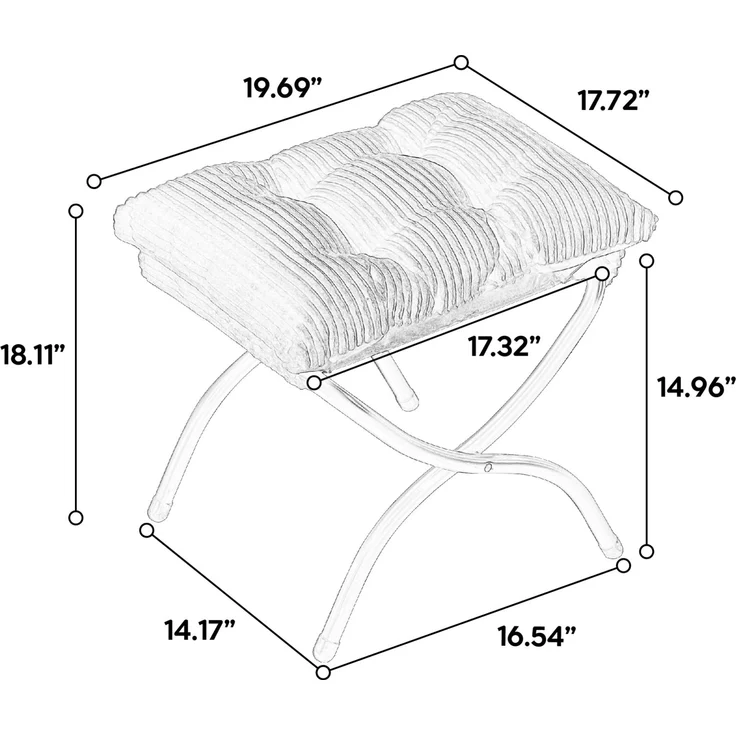 Flieks Loungesessel mit Hocker, ergonomischer Ohrensessel mit Stahlrahmen, weicher Cordstoff, Seitentasche, graugrün – Bild 7