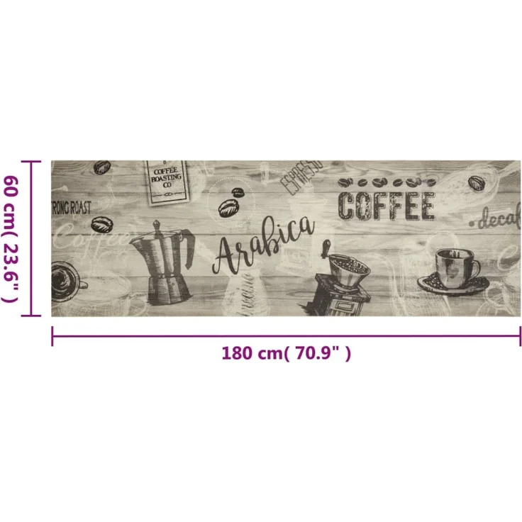 vidaXL Küchenteppich Waschbar Kaffee Grau 60x180 cm Samt 4005582 – Bild 4