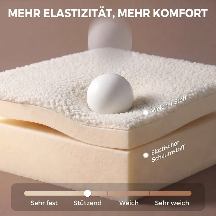 MELAYR, Bürostuhl aus Sherpa-Fleece, Drehstuhl mit 360°-Drehfunktion, Wippfunktion, 62 x 58 x 93 cm, Cremeweiß – Bild 6