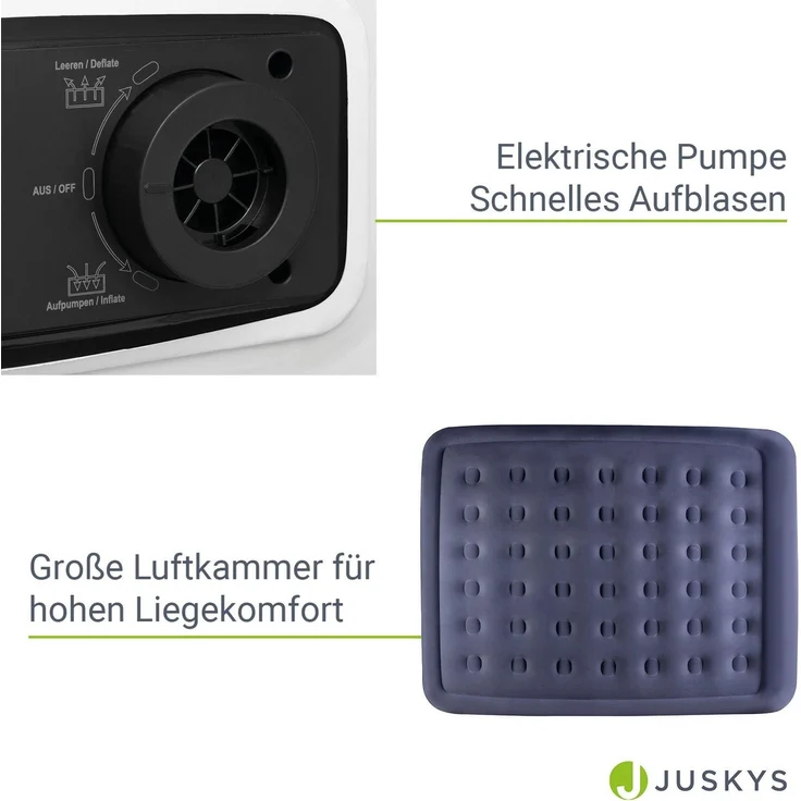 Juskys Luftmatratze selbstaufblasend mit integrierter Pumpe, PVC blau / weiß, 203 x 152 x 47 cm – Bild 3