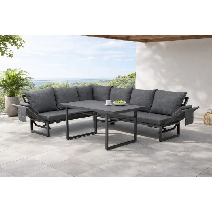 Gardissimo SAN REMO Ecklounge Gartenmöbel Sitzgruppe Sintered-Stone anthrazit