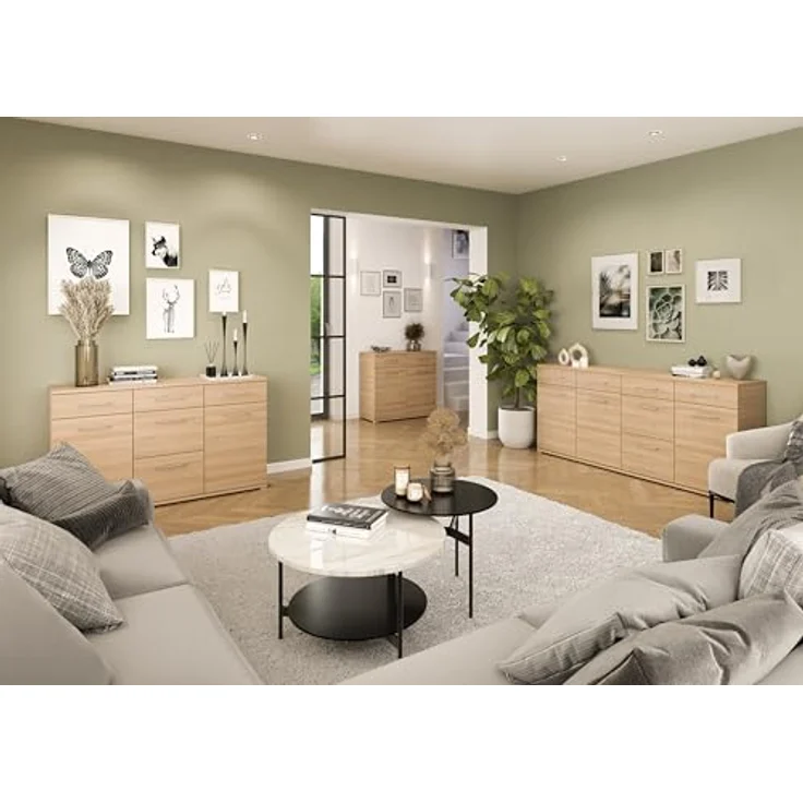 Germania Sideboard 3779-653 GW-Predore, in Lindberg-Eiche, mit DREI Türen und sechs Schubkästen,192 x 87 x 40 cm (BxHxT) – Bild 2