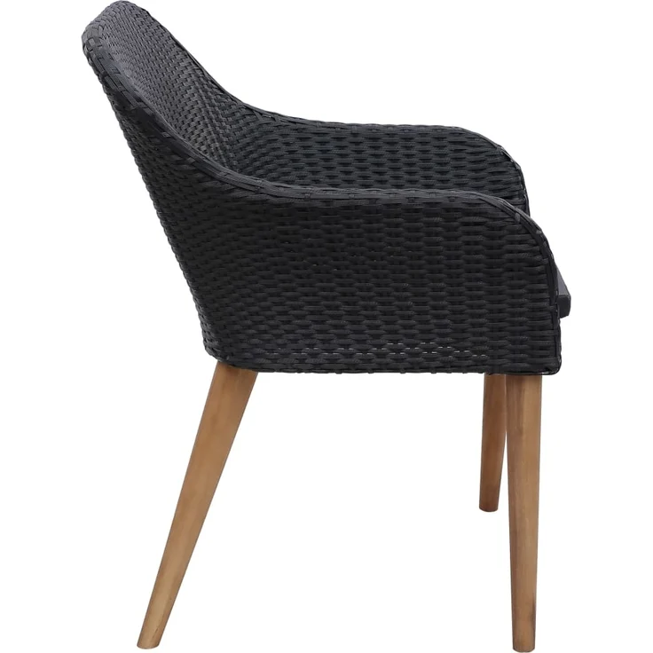 Gartenstuhl EGOS 2er Set Poly-Rattan 62,5x55x82 cm mit Polster Schwarz | Gartenstuhl Rattan Outdoorstühle Balkonstühle – Bild 5