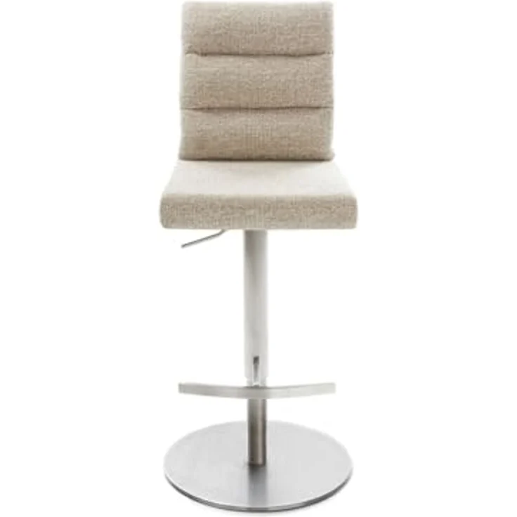 Barstuhl Pela-Flex Webstoff Soft Beige Drehfuß höhenverstellbar Edelstahl Silberfarben – Bild 3